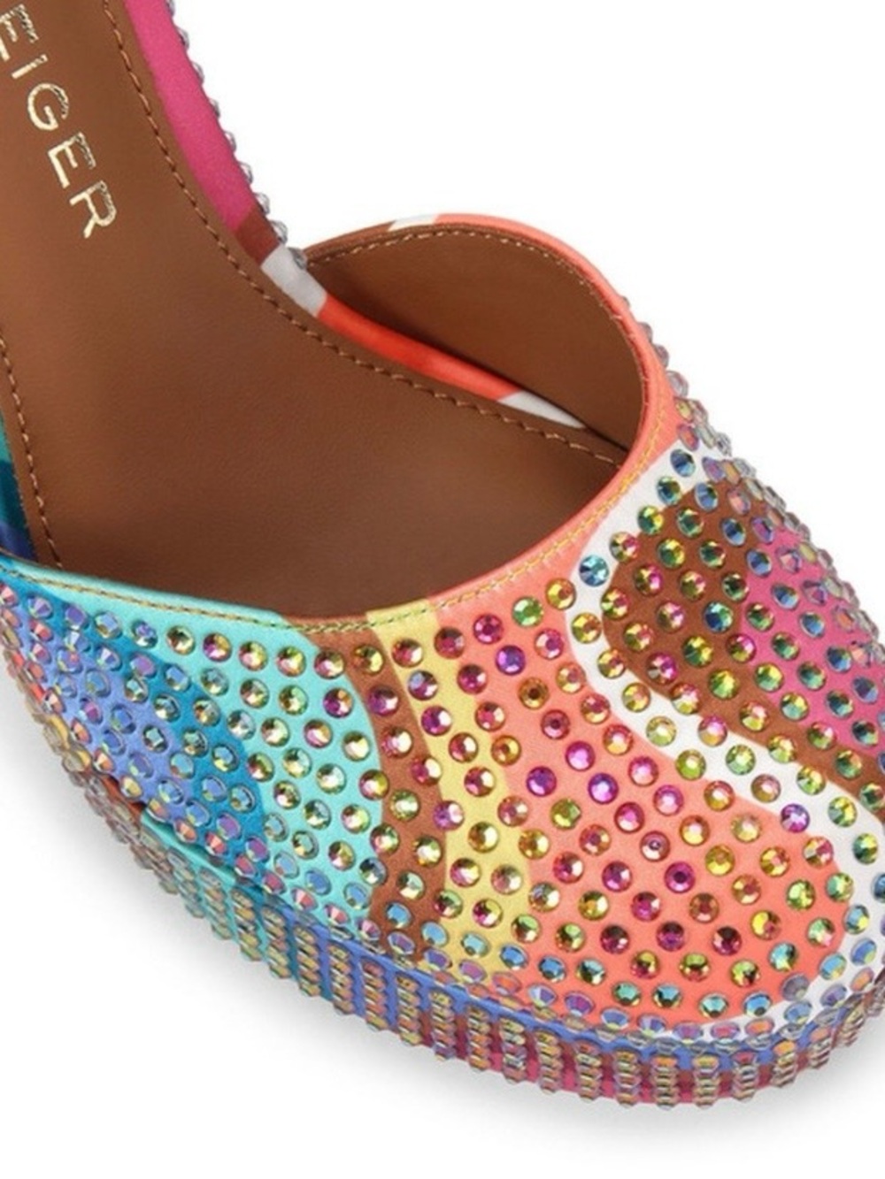 Kurt Geiger Shoreditch Platform Court Heels Rainbow Rhinestone Size 38/ US 7.5 - Picture 5 of 15